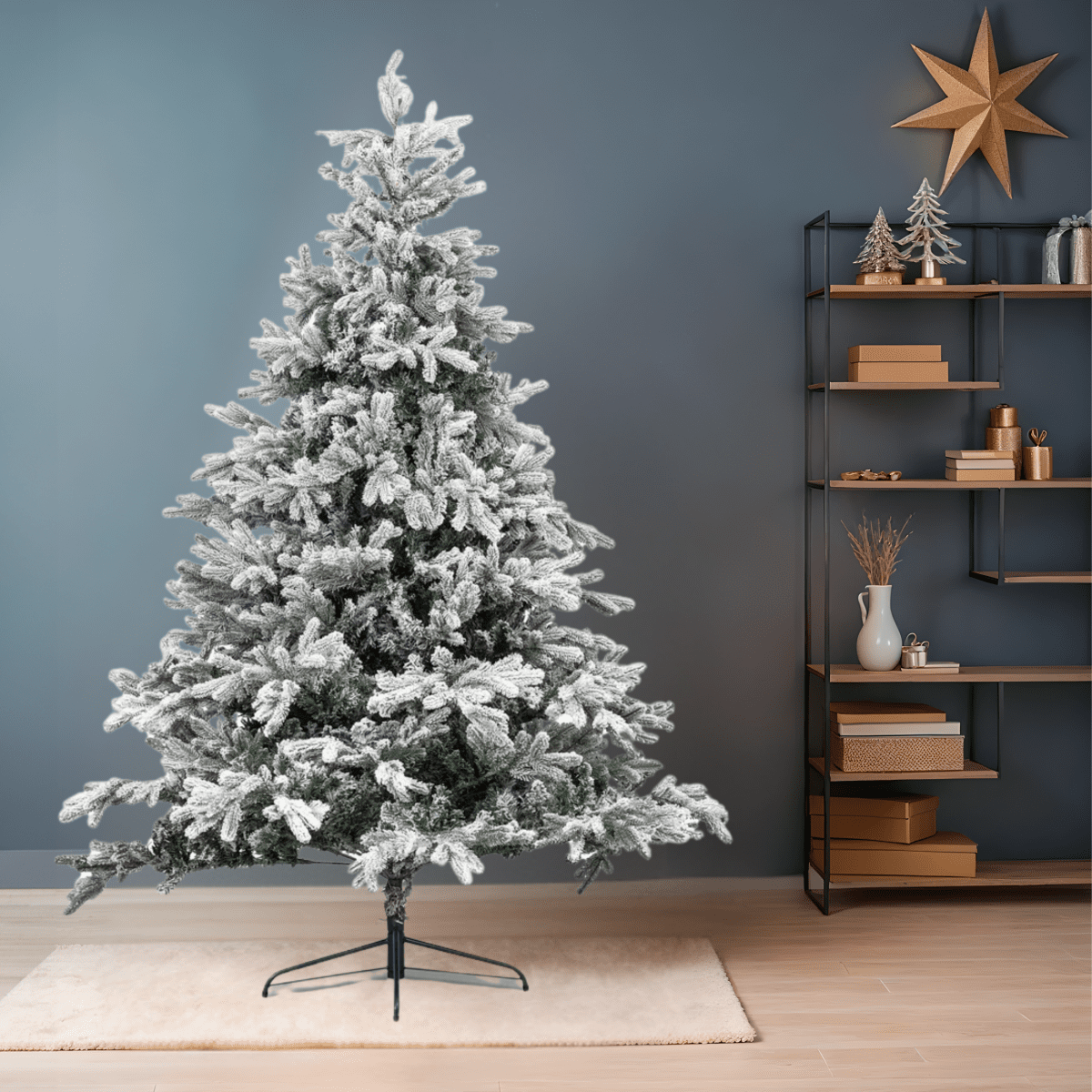 Albero di Natale innevato "Piuma" in PE effetto Real Touch + Flock di altissima qualità - MondoViro