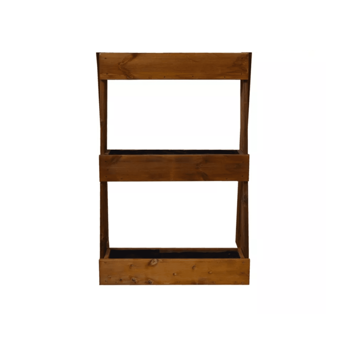 Fioriera "Prato" inclinata a in legno di pino per giardino o balcone color castagno - MondoViro