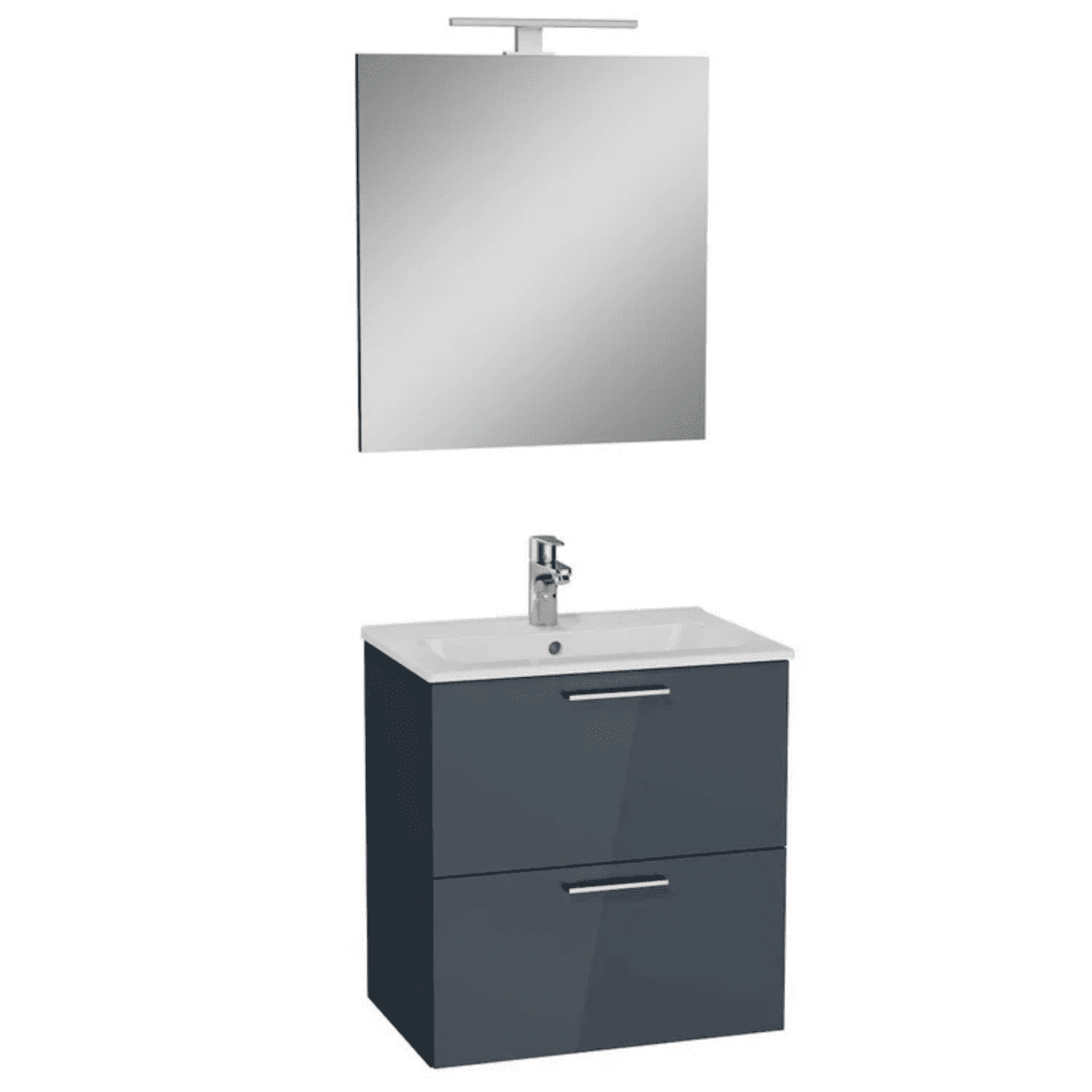 Mobile da bagno sospeso "Vitrax" in legno con 2 cassetti lavabo specchio e lampada - MondoViro