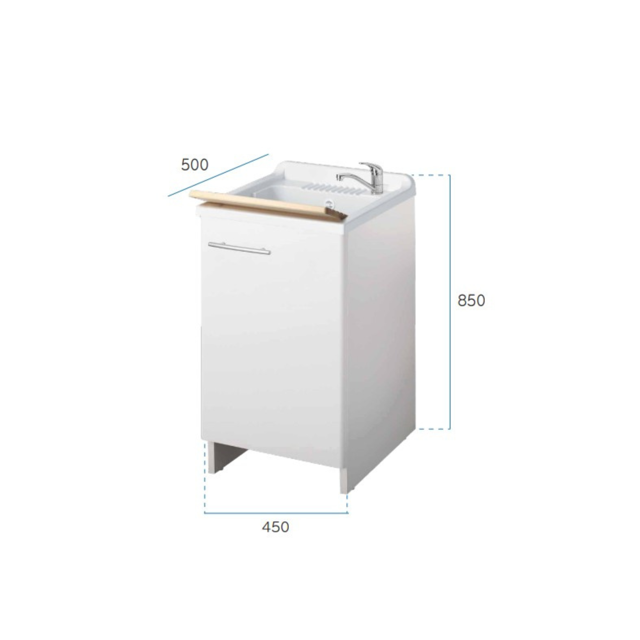 Mobile lavapanni in legno "Bros" da interno con cesto scorrevole cm 45x50 85h