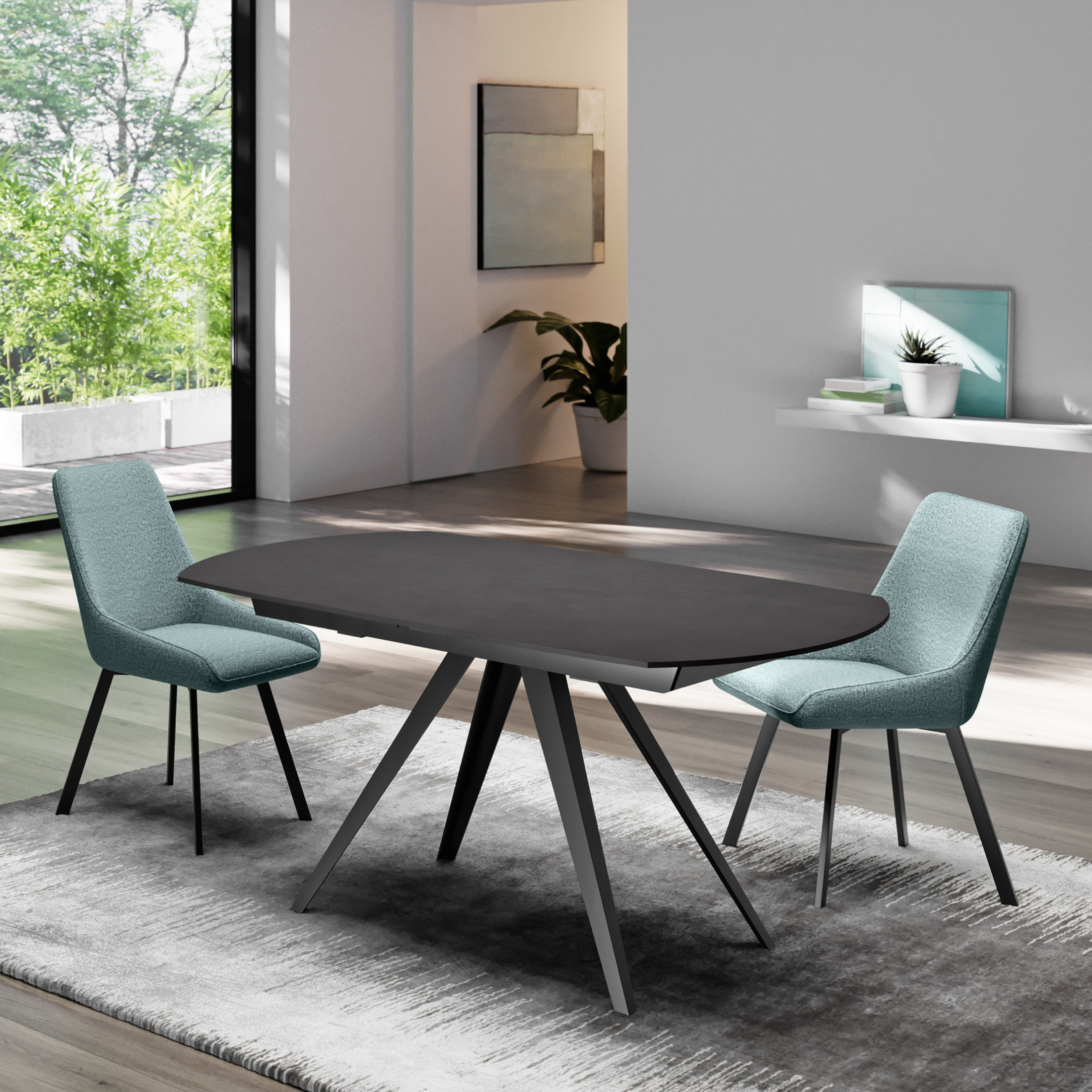 Tavolo allungabile in ceramica "Carch" con base in metallo cm 120/180x90 75h