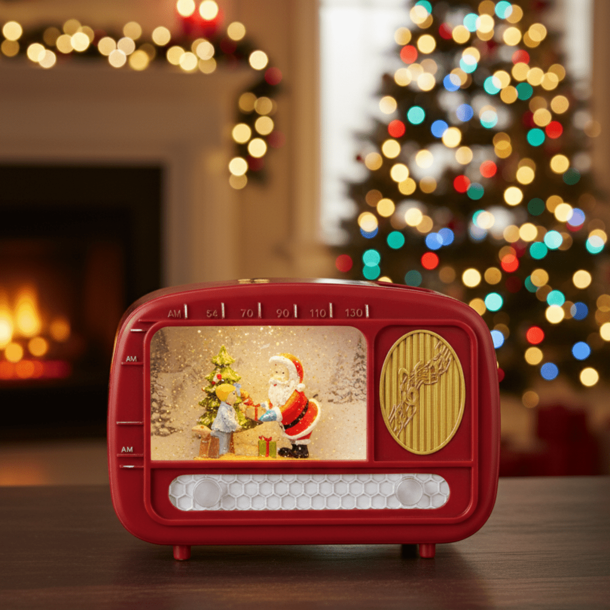 Radio natalizia con acqua compresi led luminosi Babbo Natale cm 22x6,3 15,5h - MondoViro