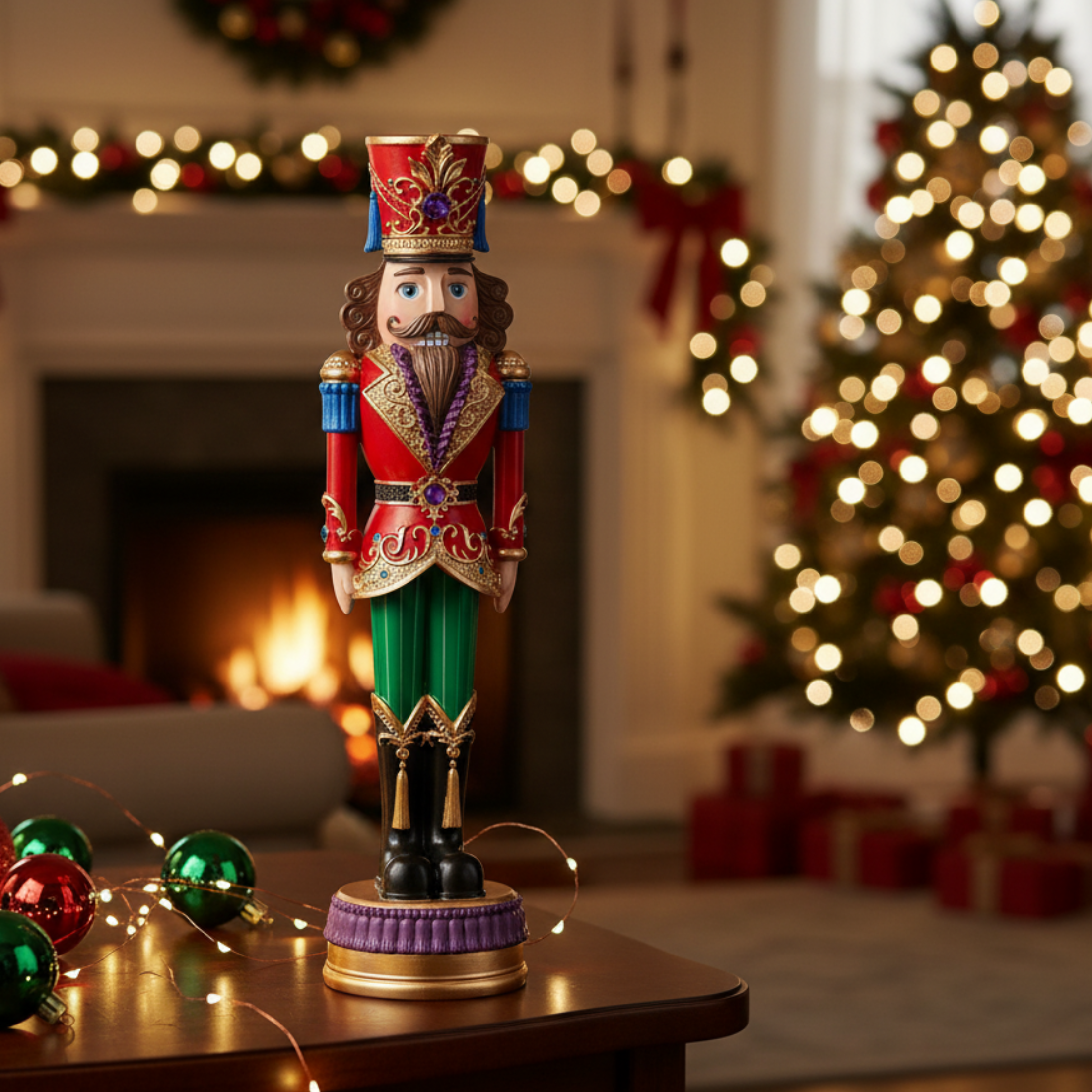 Soldatino natalizio multicolor Illuminato a LED, decorazione festiva cm 35h