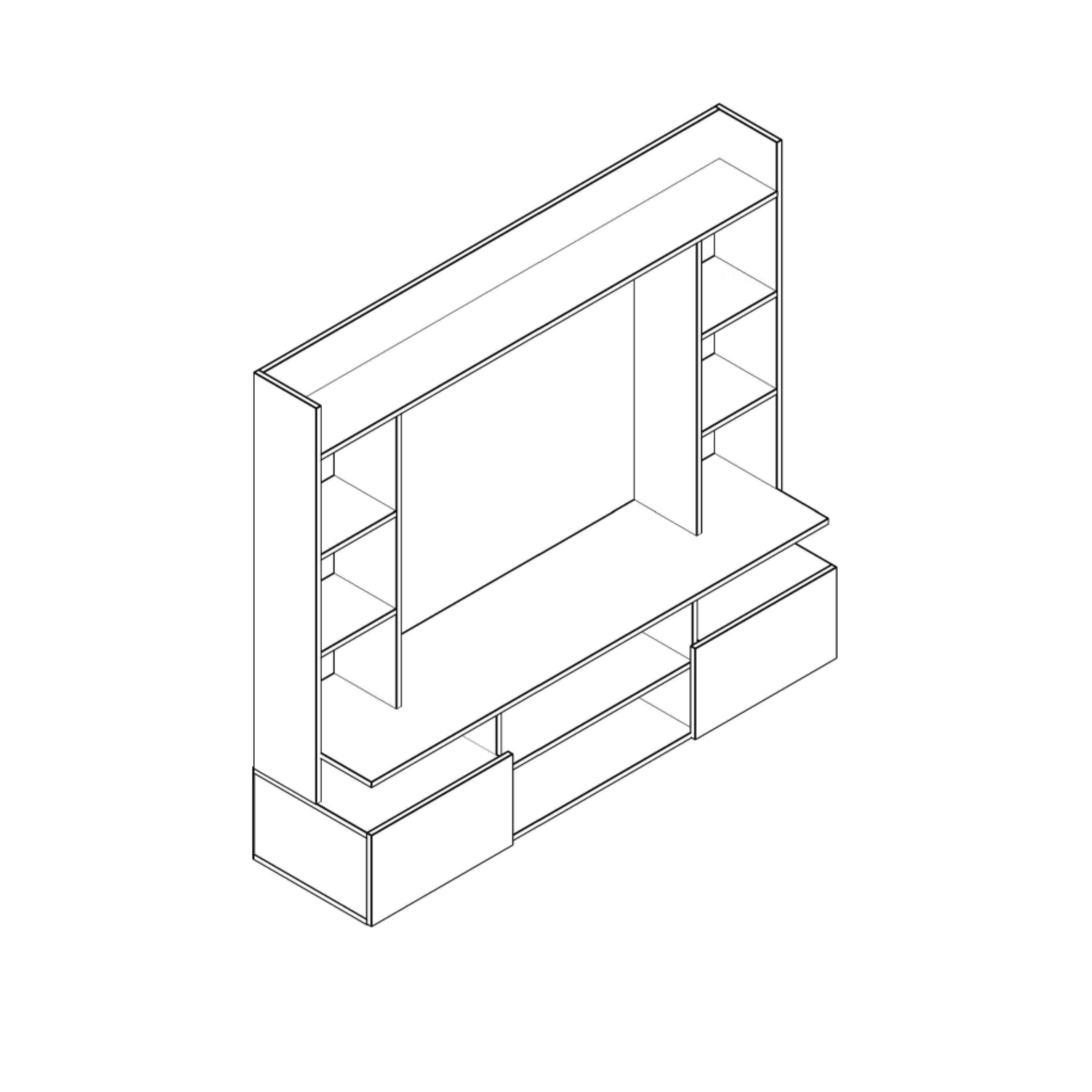 Parete attrezzata "Living Silver" da soggiorno in legno rovere cm 165x40 150h