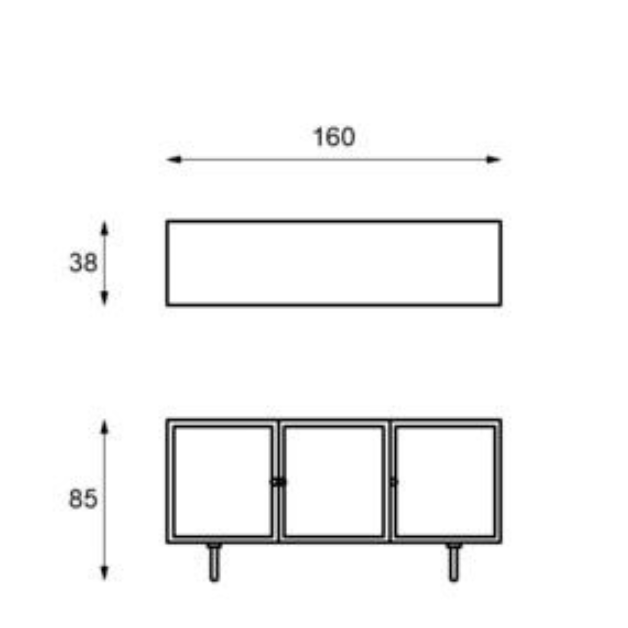 Madia design in legno di mango rattan "Ryan" 3 ante cm 160x38 75h