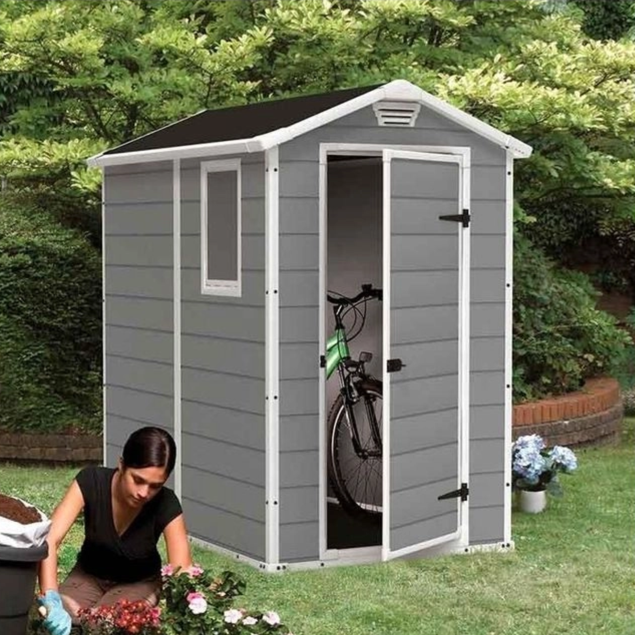 Casetta da giardino in resina "SunBlossom" con finestra laterale cm 130x192 198h