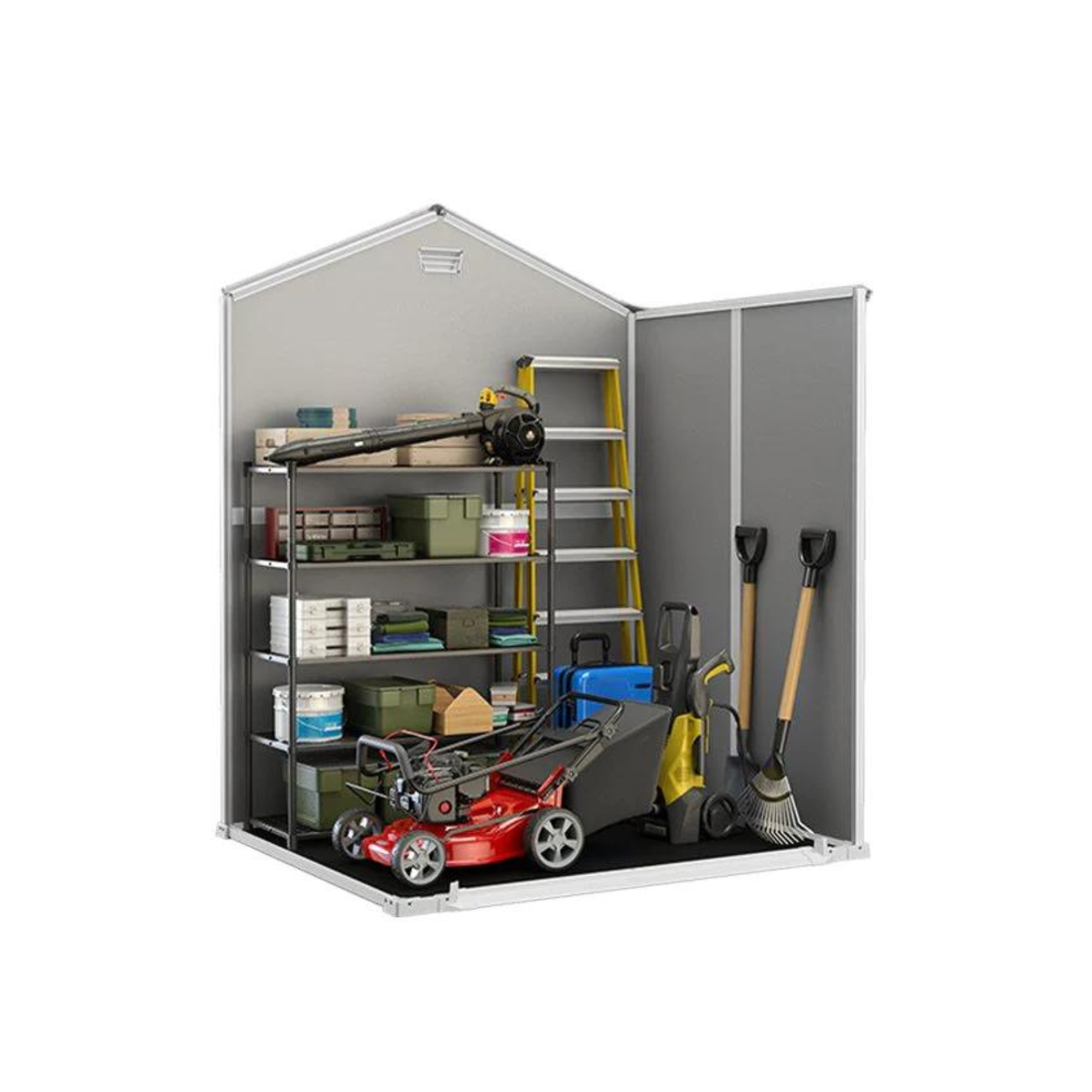 Casetta da giardino in resina "Wood1" grigia con 1 finestra laterale