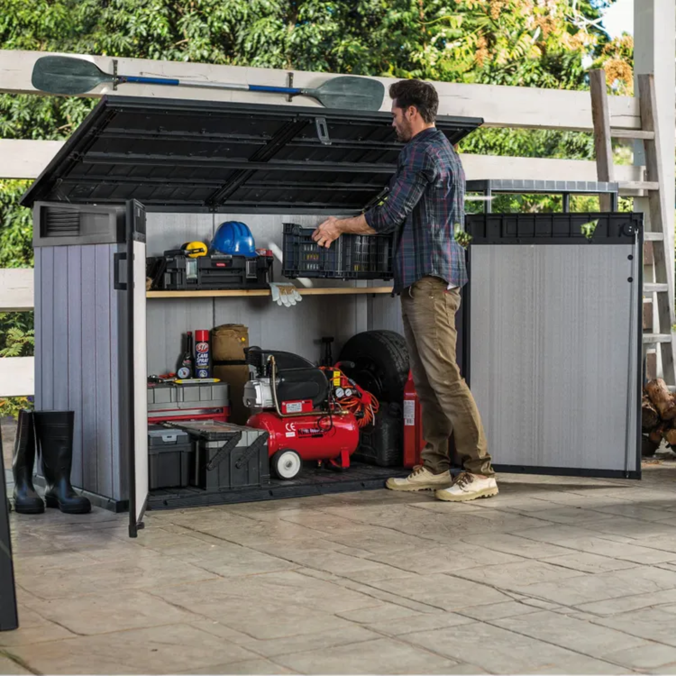 Baule da esterno multiuso "Box" in resina 2 ante cm 190,5x109,3 135,5h