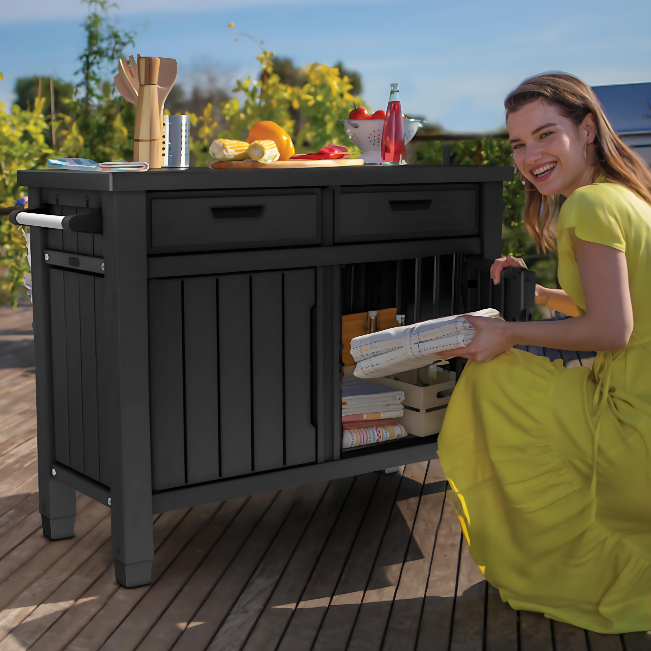 Tavolino per BBQ in resina 2 ante "Unity XL" cm 134x51,7 90h