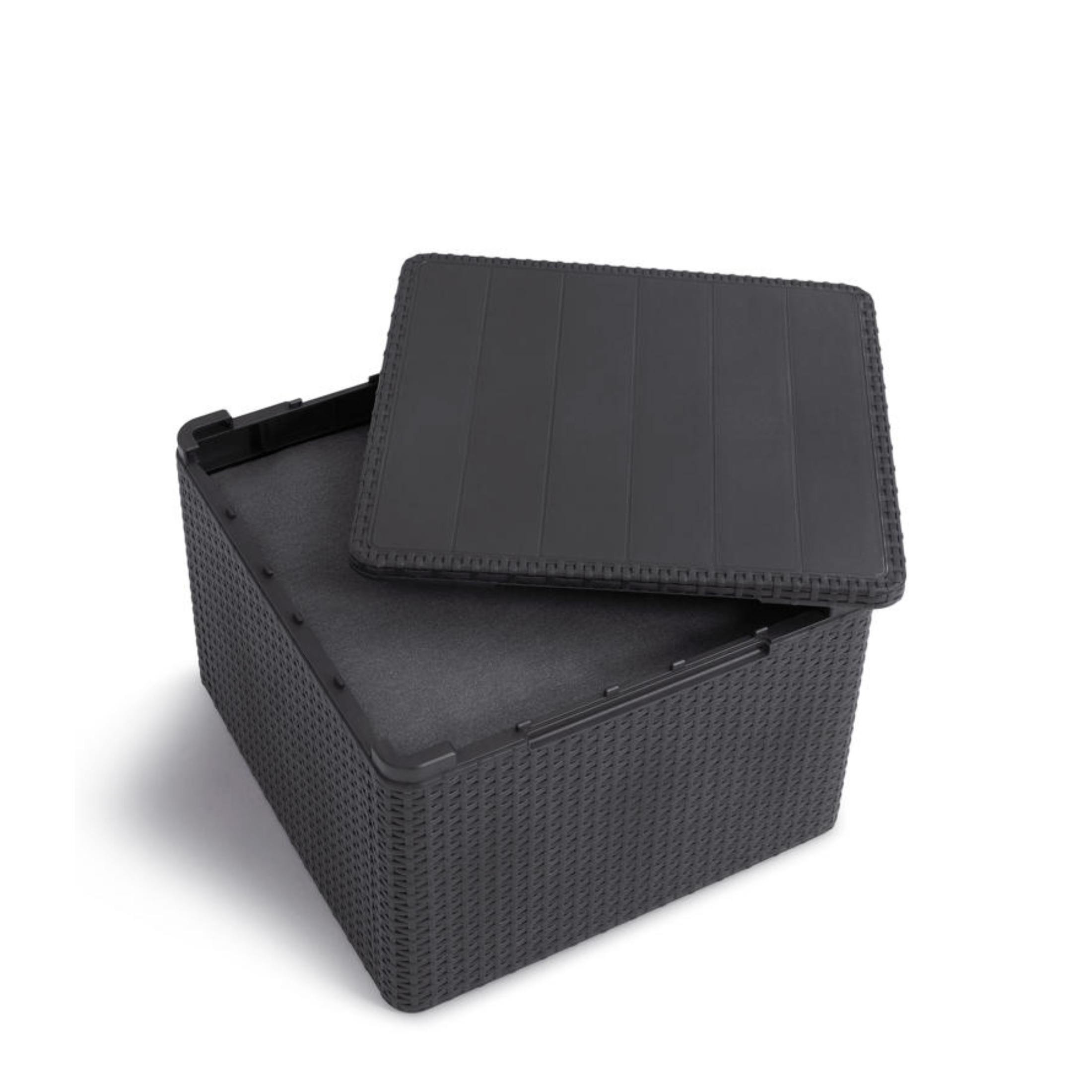 Salottino in resina da giardino "Claire" 2 poltrone + tavolino contenitore