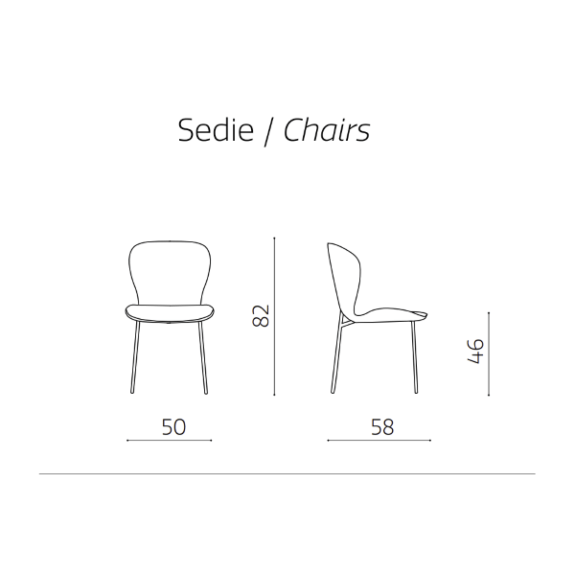 Set di sedie moderne imbottite "Carmen" in tessuto bouclé écru da soggiorno cm 50x58 82h