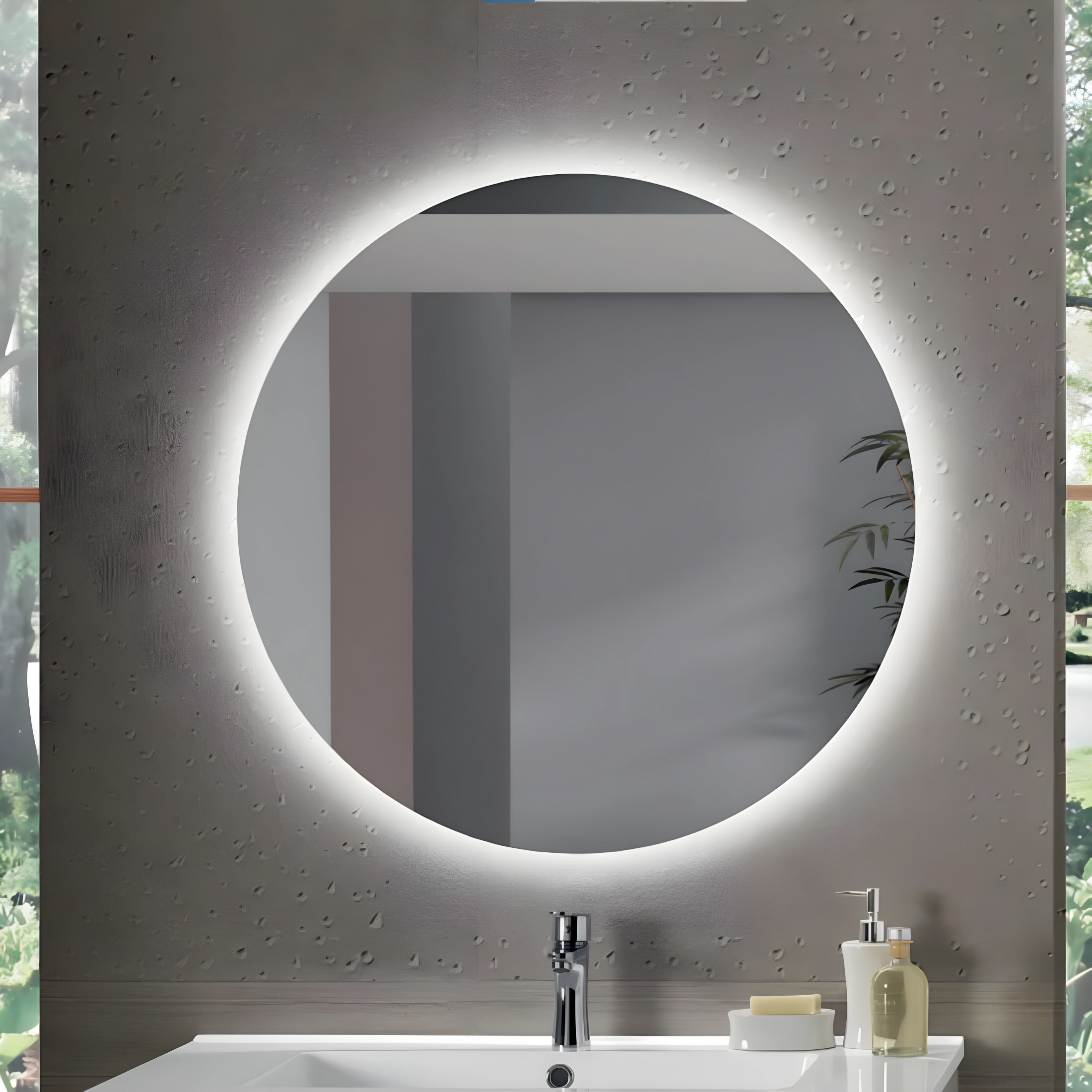 Mobile da bagno sospeso "Mika" moderno specchio Led lavabo 2 cassetti