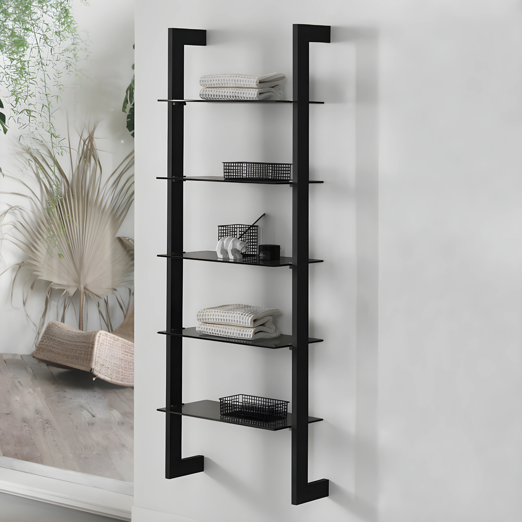 Mobile da bagno sospeso "Becky" moderno 2 cassetti specchio Led lavabo scaletta step