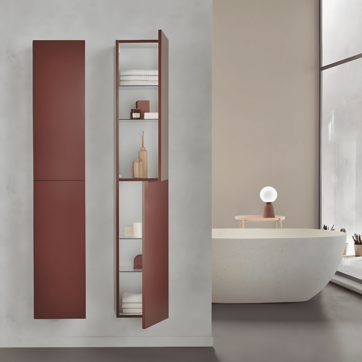 Mobile da bagno sospeso "Sheldon" moderno con doppio modulo top con lavabo - MondoViro