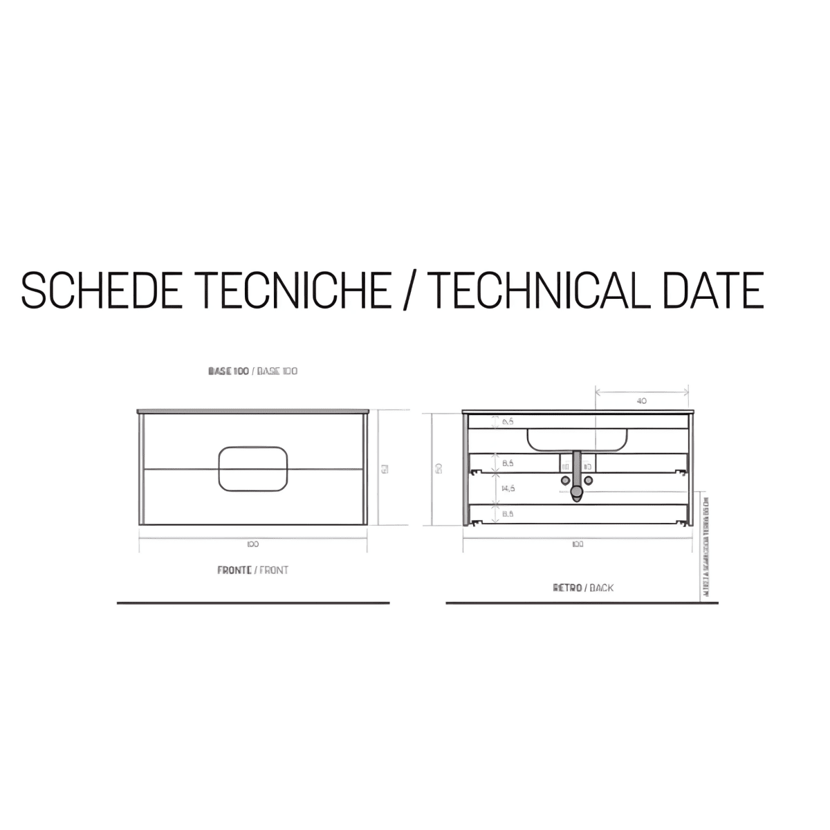 Mobile da bagno sospeso "Balto" 2 cassetti lavabo specchio Led - MondoViro