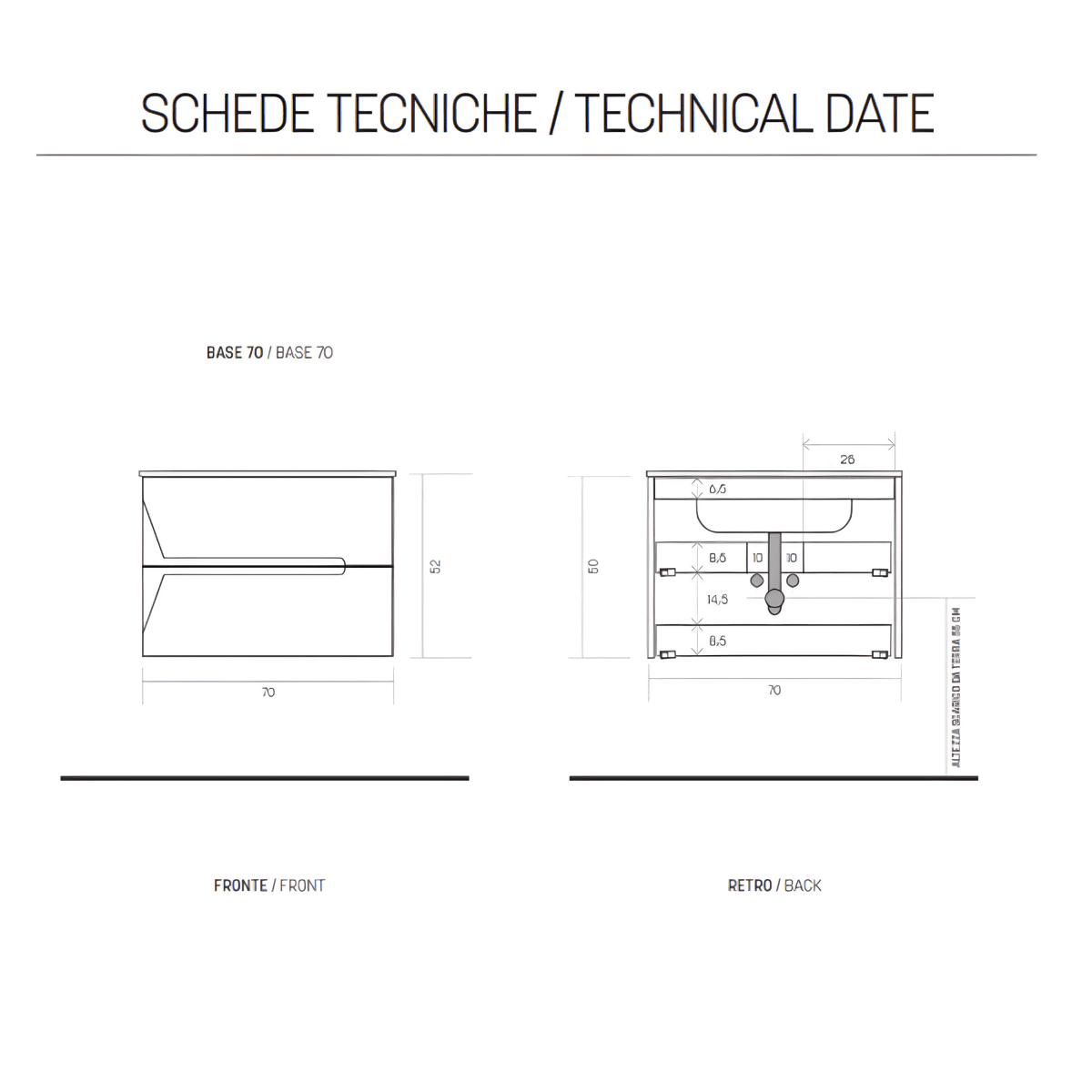 Mobile da bagno sospeso "Opus" 2 cassetti in legno lavabo e specchio Led - MondoViro
