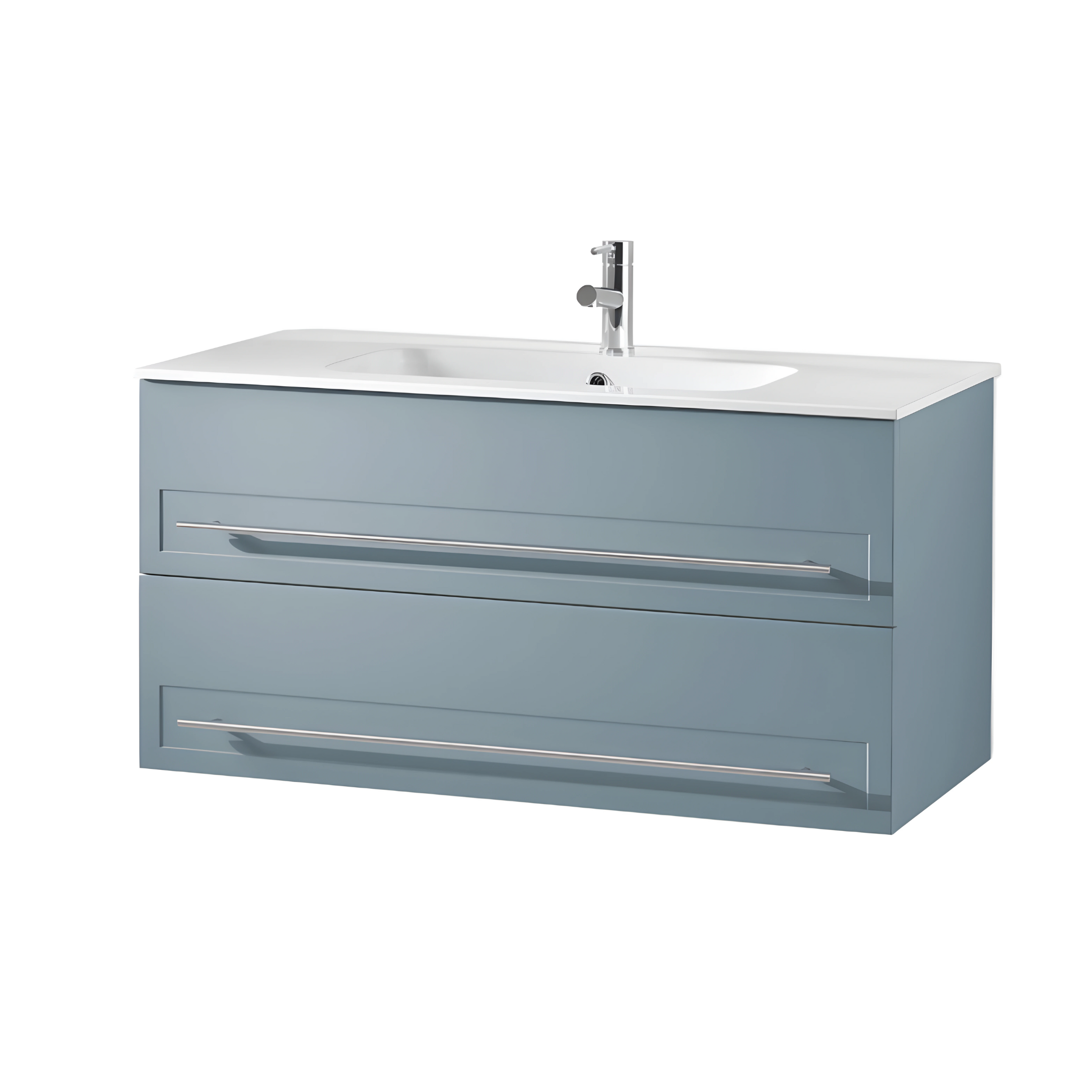 Mobile da bagno in legno 2 cassetti "Denim100" con lavabo e specchio Led