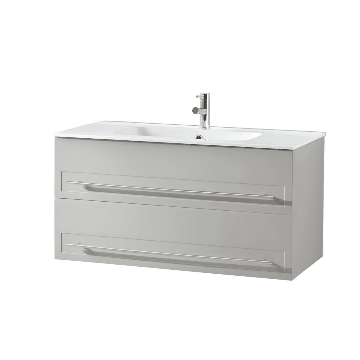 Mobile da bagno sospeso "Nemo" con 2 cassetti lavabo specchio Led e colonna sospesa - MondoViro