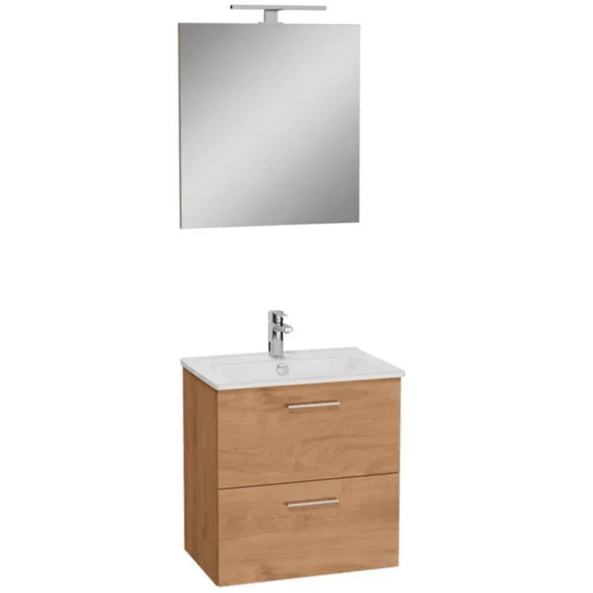 Mobile da bagno sospeso "Vitrax" in legno con 2 cassetti lavabo specchio e lampada - MondoViro