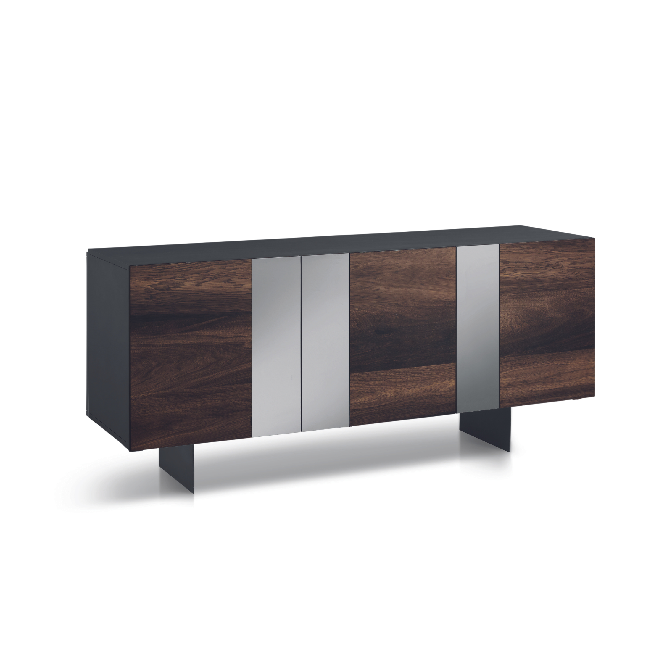 Madia moderna 3 ante già assemblata "Isabel" in legno inserti specchio cm 180x50 80h
