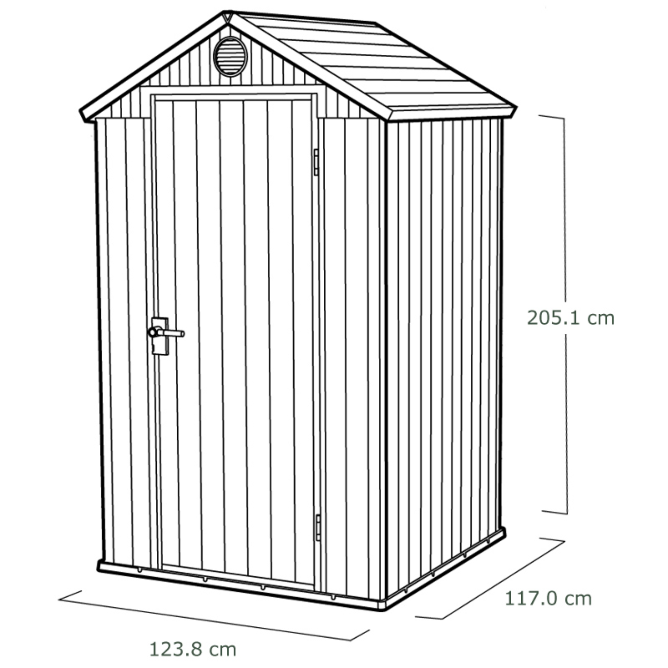 Casetta da giardino in resina "Serenity" rimessa verde effetto legno