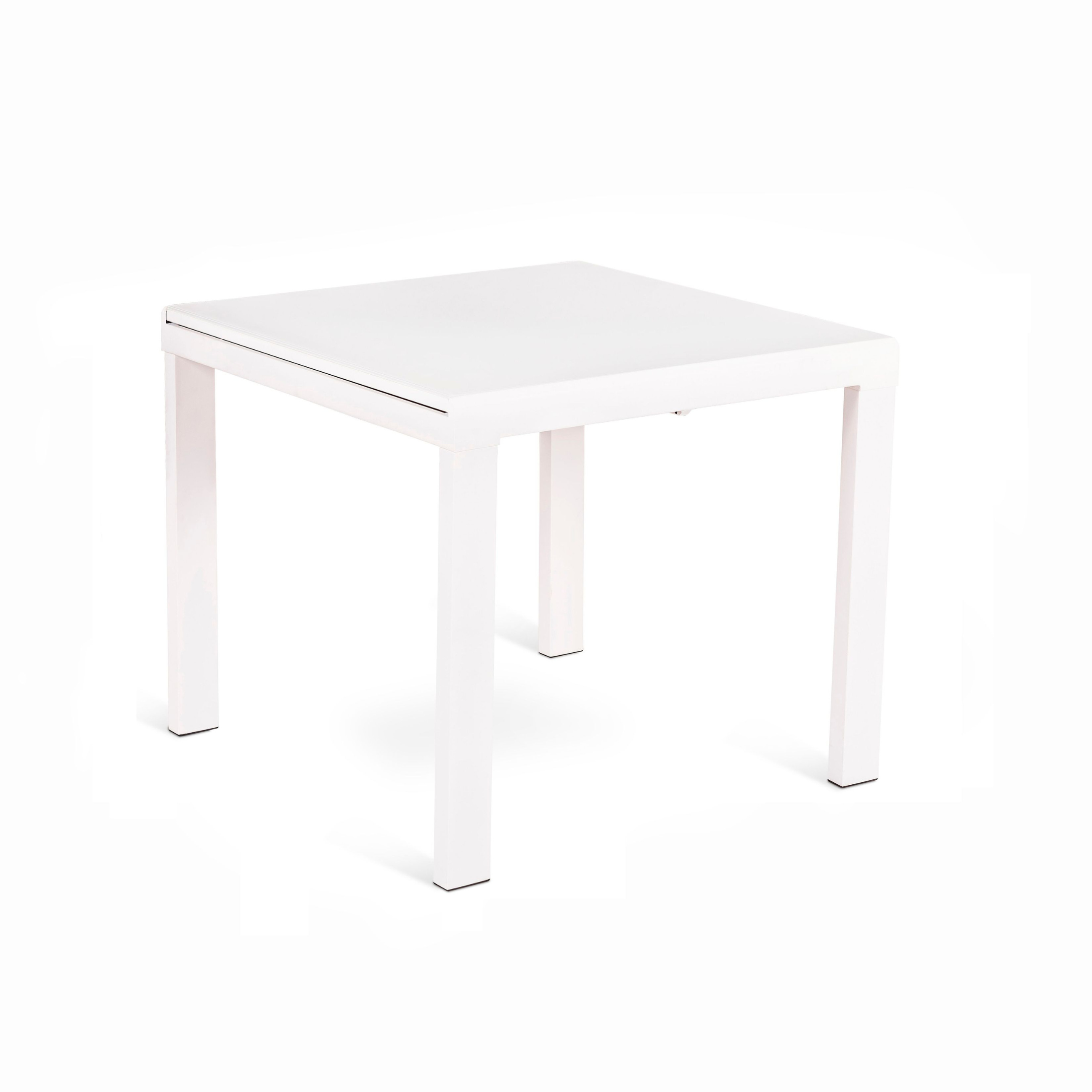 Tavolo allungabile "Benny" piano in vetro temperato struttura in metallo 6 posti cm 164x90 76h