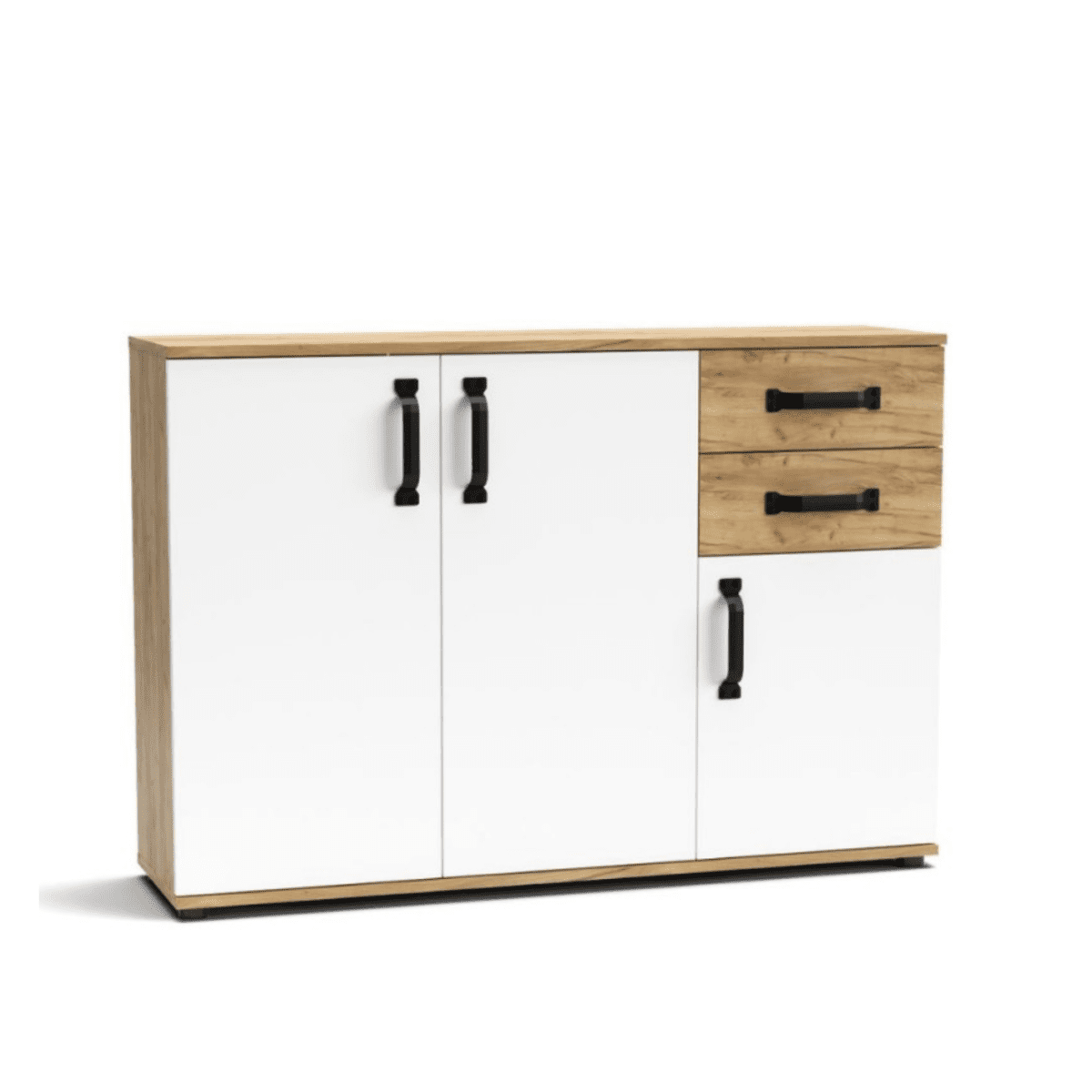 Set di mobili da soggiorno "Quadro" in legno rovere e bianco moderno - MondoViro