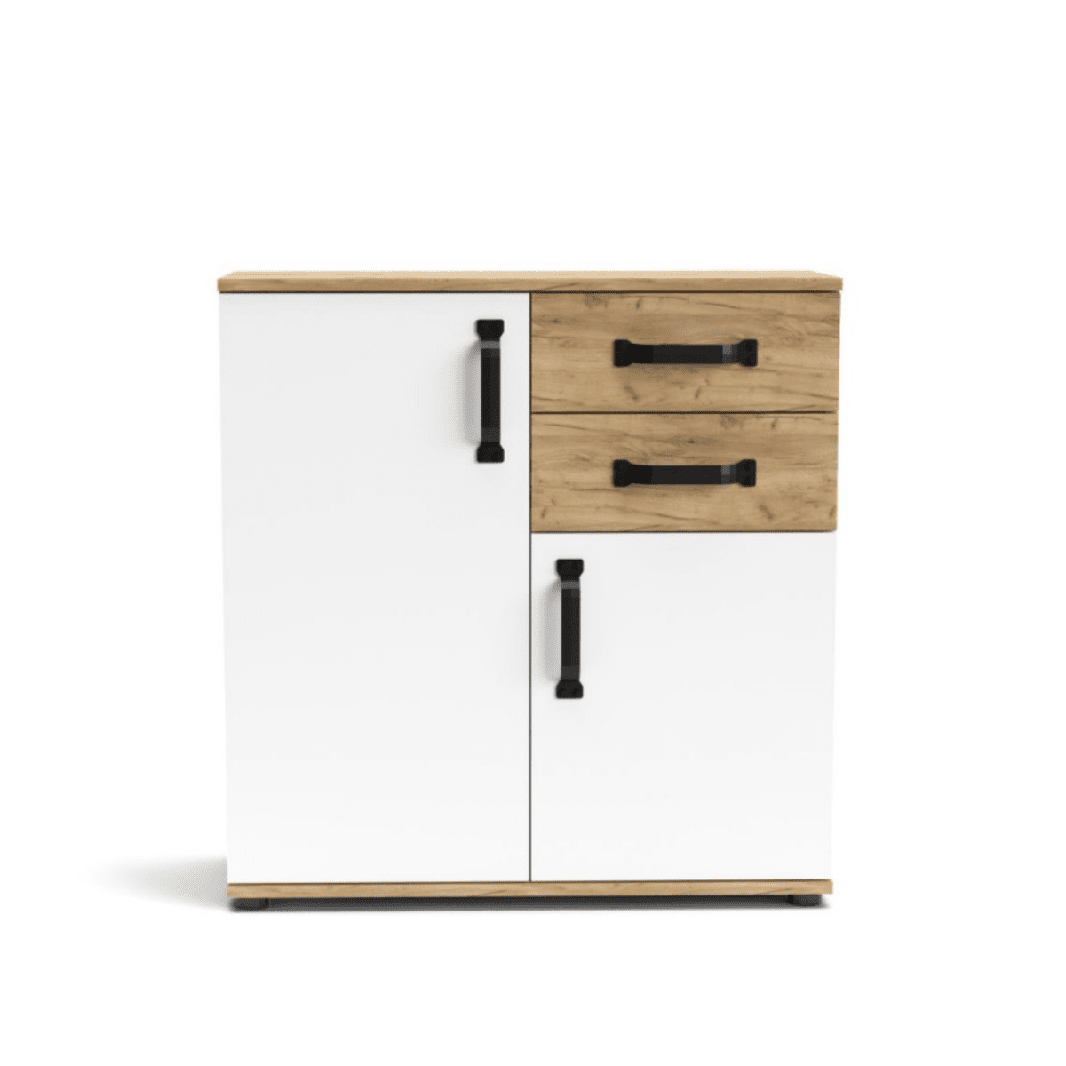 Set di mobili da soggiorno "Quadro" in legno rovere e bianco moderno - MondoViro