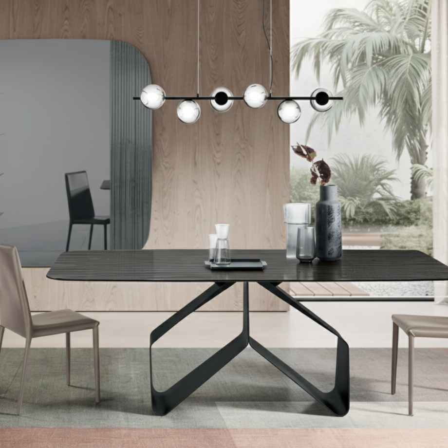 Tavolo fisso moderno "Round" con piano rettangolare versatile cm 210x110 75h