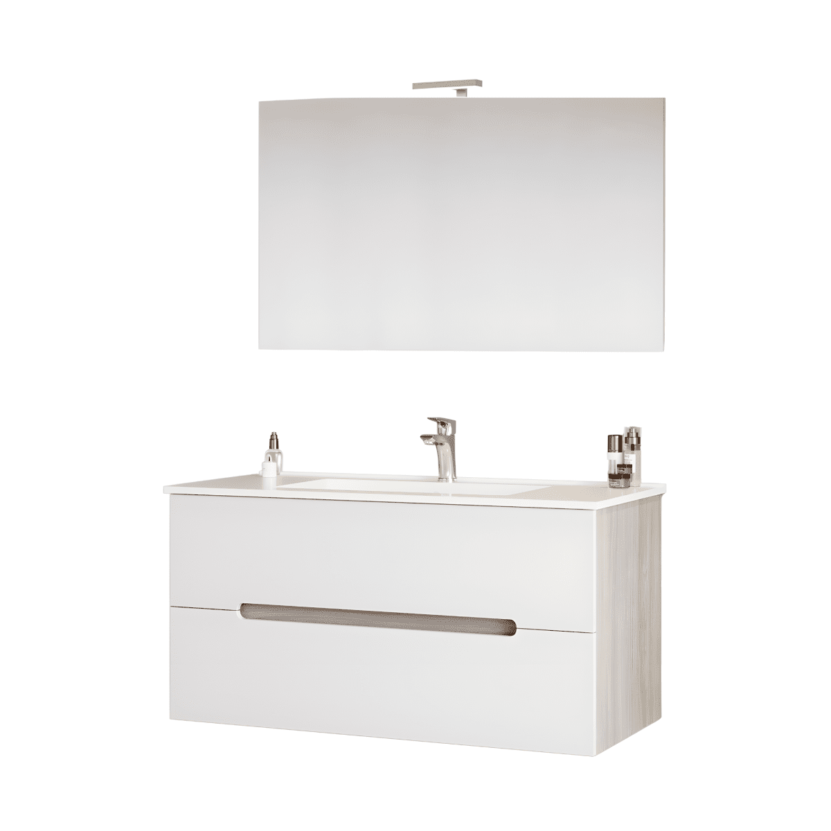 Mobile da bagno "Rhovan" con base, lavabo e specchio LED - MondoViro