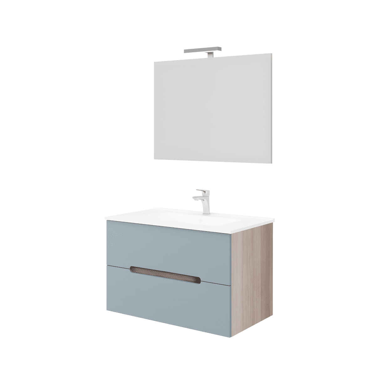 Mobile da bagno "Rhovan" con base, lavabo e specchio LED - MondoViro