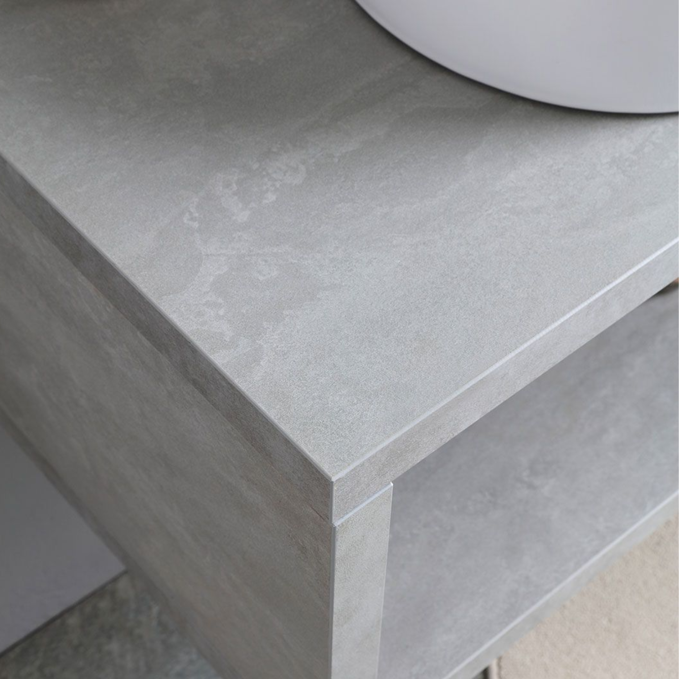 Mobile bagno sospeso grigio "Samos" 100 cm con lavabo in ceramica ovale e specchio semplice