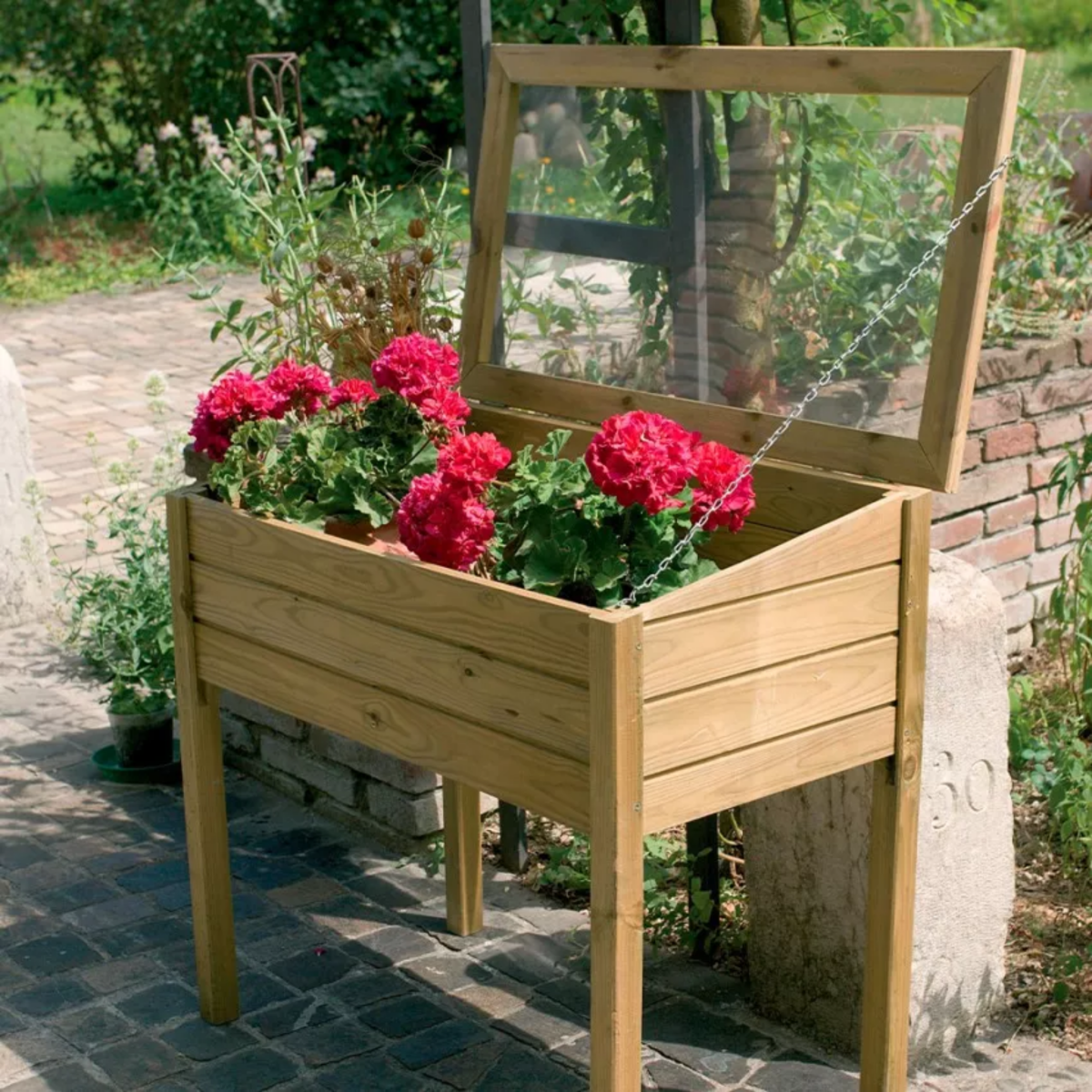 Fioriera rialzata "Samy" per giardino in legno certificato cm 100x50 82h - MondoViro