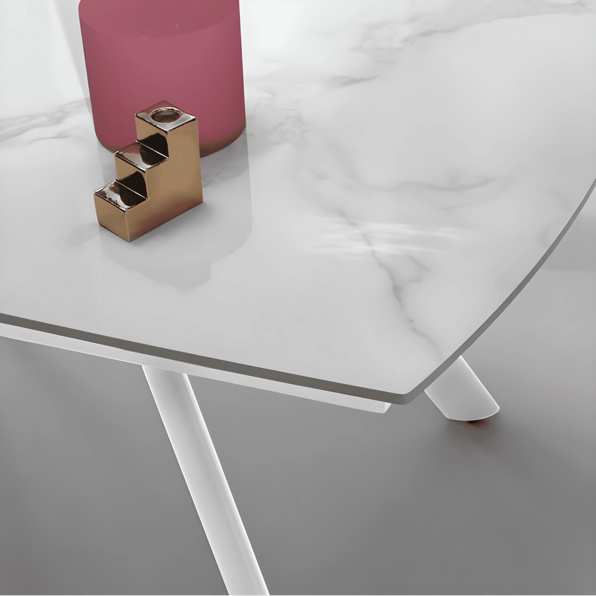 Tavolo allungabile "Igor" con piano in pietra effetto marmo cm 140x90 76h - MondoViro