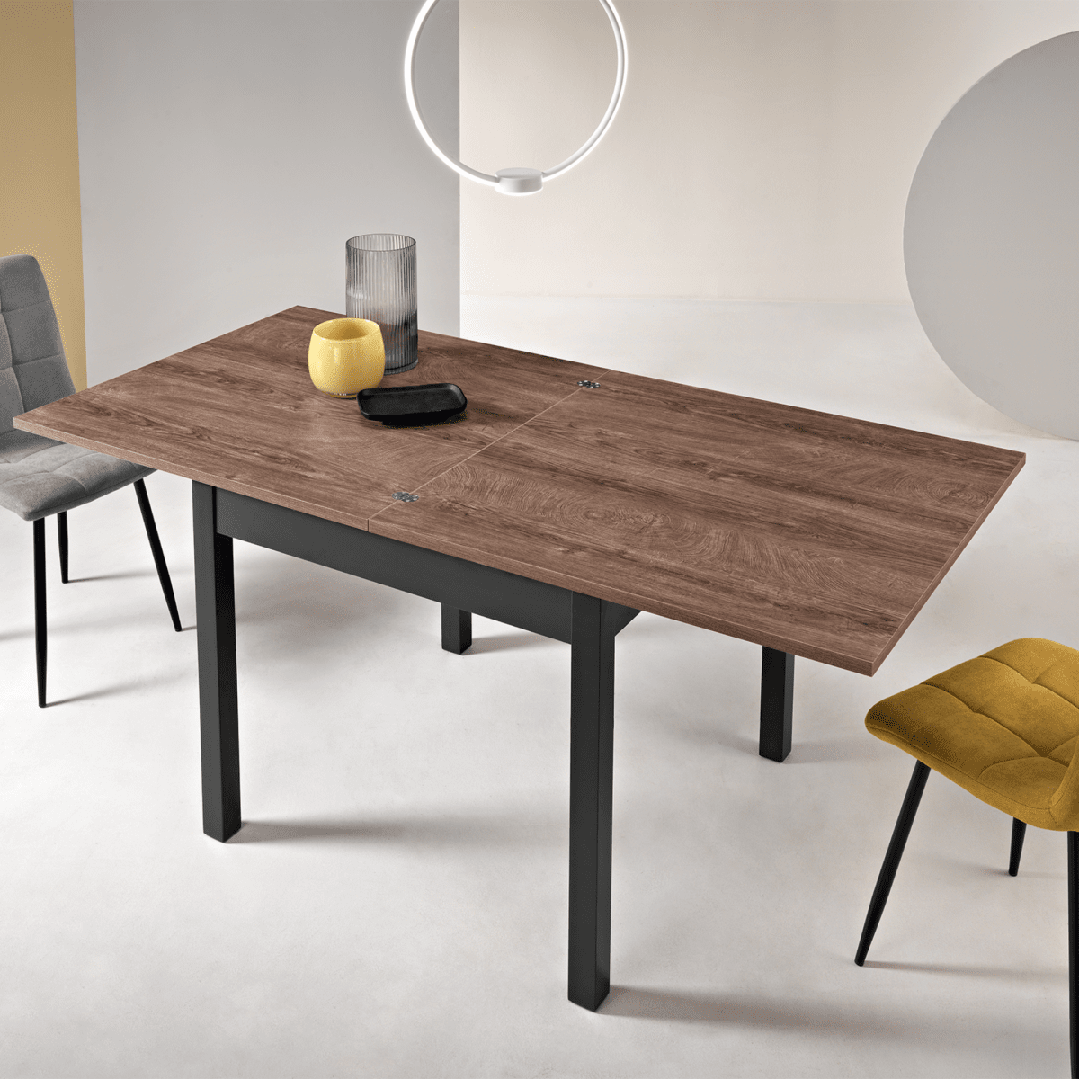 Tavolo allungabile moderno "Torian" con meccanismo di apertura a libro cm 90/180x90 78h - MondoViro