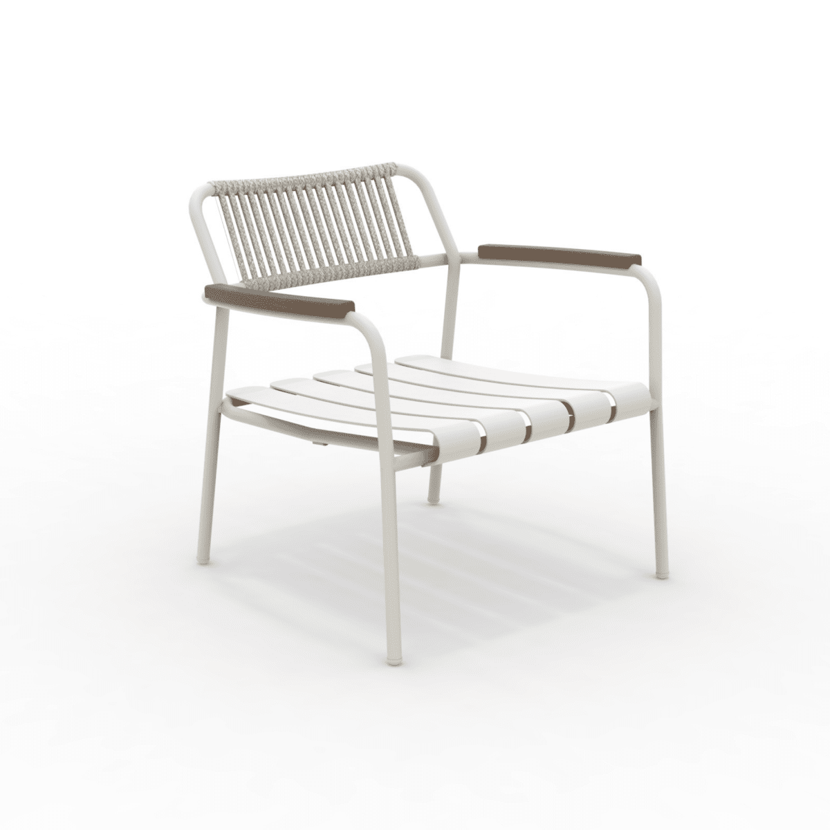 Poltrona bassa con schienale in corda "Verdea Rope" sedia lounge da giardino cm 74x70 74h - MondoViro
