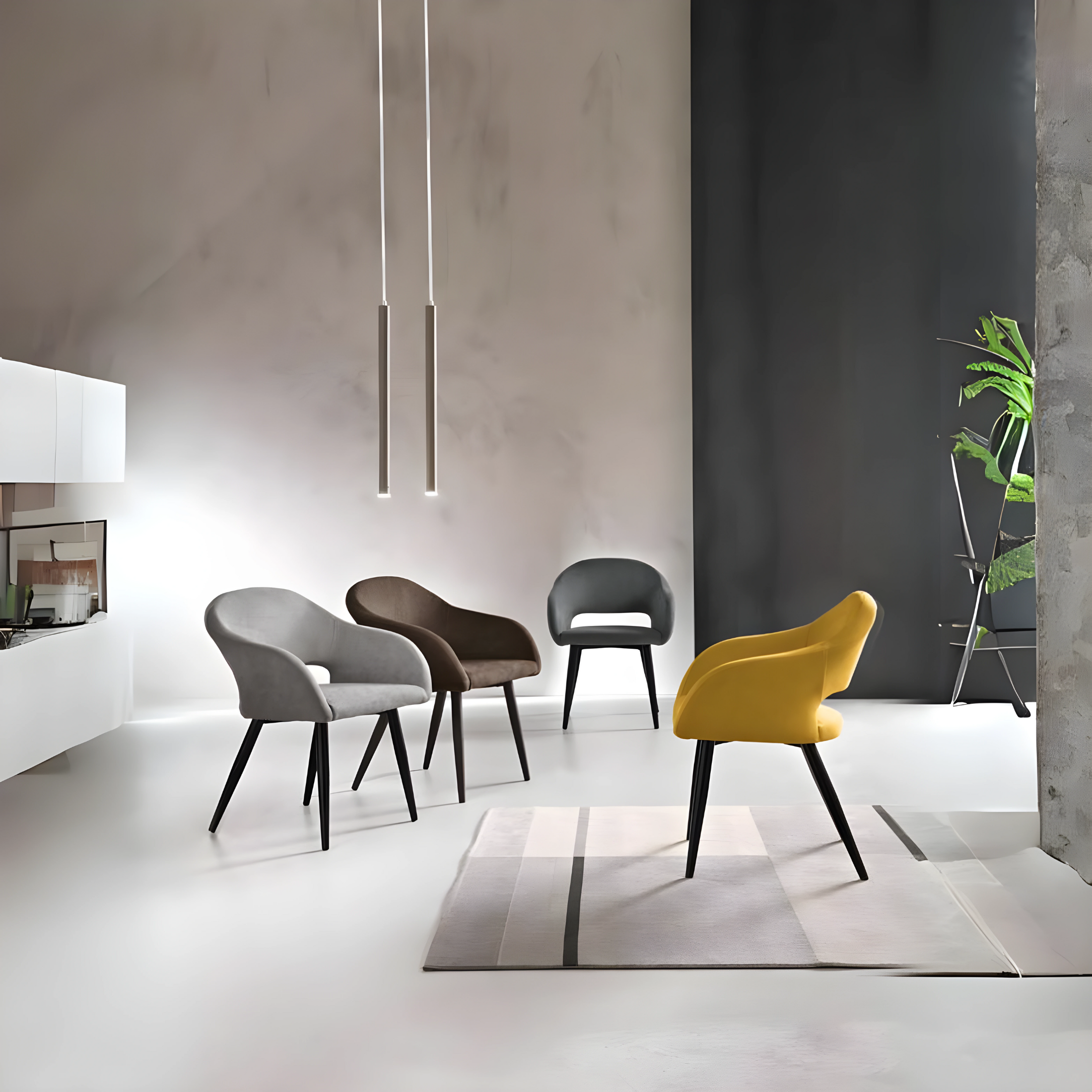 Set di sedie da pranzo moderne "Anita" imbottita in tessuto cm 58x48 75h