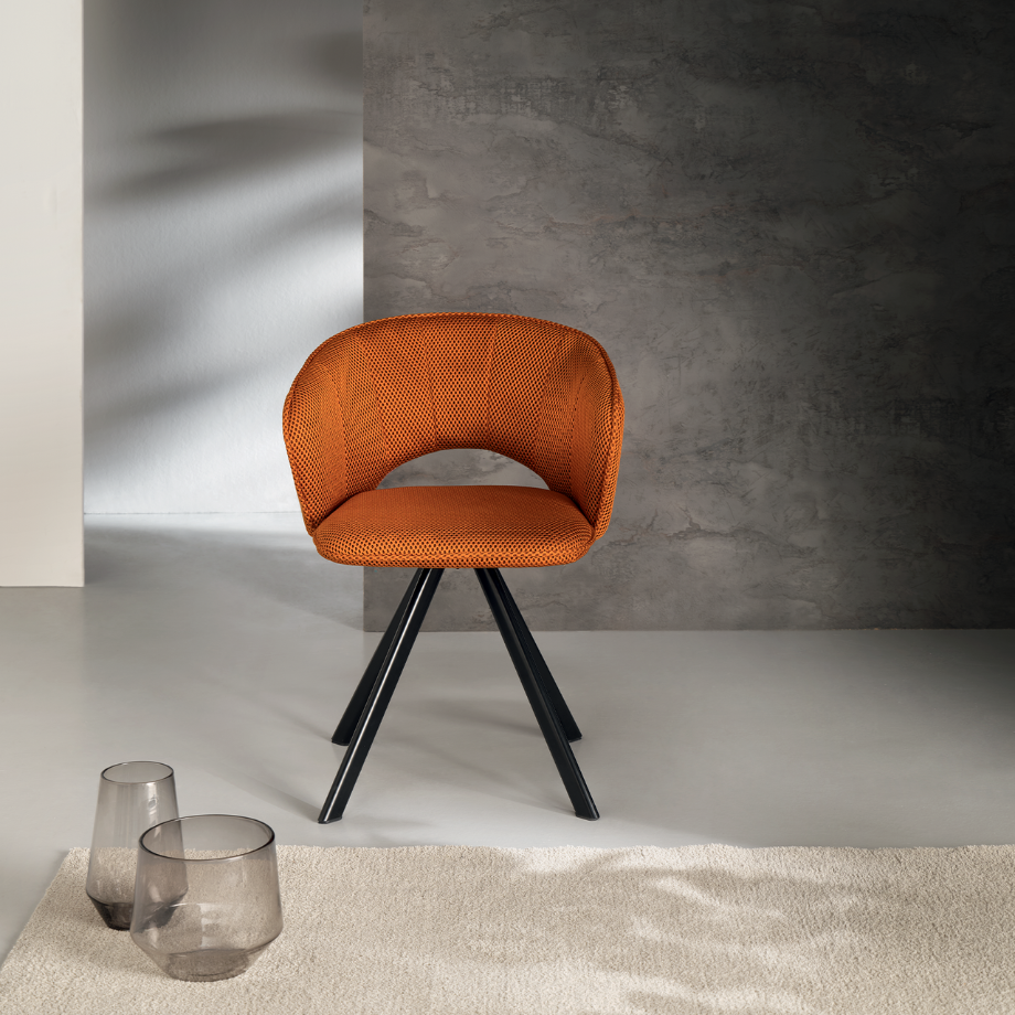 Set di sedie imbottite "Zeta" in tessuto con struttura in metallo cm 61x58 78h