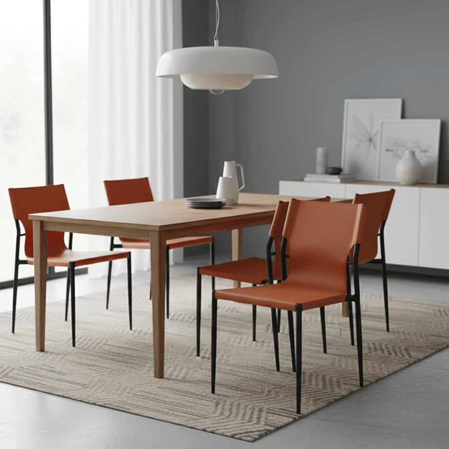 Set di sedie da pranzo in cuoio "Pablo" con struttura in metallo verniciato cm 44x51 80h - MondoViro