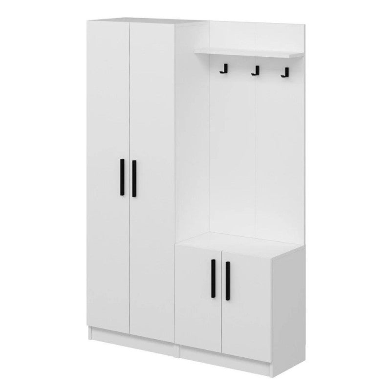 Armadio appendiabiti ingresso "Dante" bianco 4 ante in legno cm 120x37 180h - MondoViro