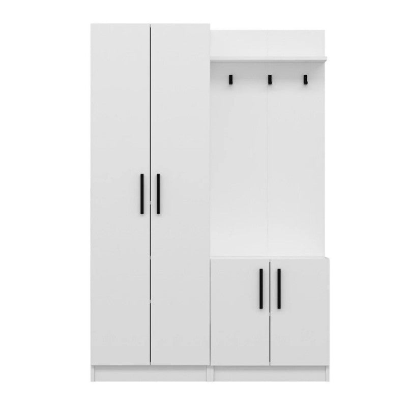 Armadio appendiabiti ingresso "Dante" bianco 4 ante in legno cm 120x37 180h - MondoViro