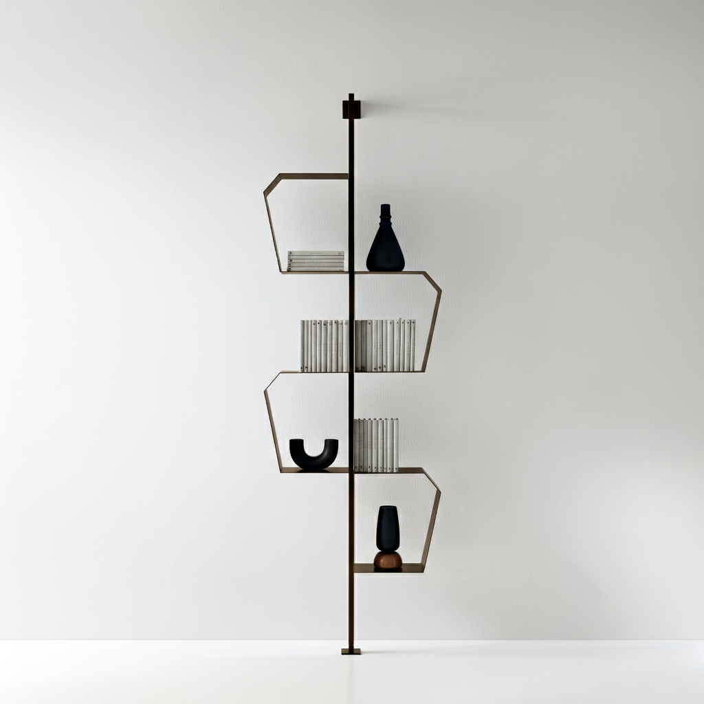 Libreria verticale "Biblio" realizzata in metallo verniciato con piedino regolabile con fissaggio a muro