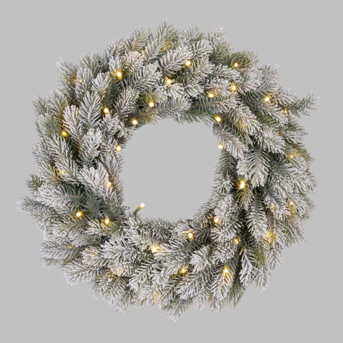 Corona "Wreath" innevata in PE Effetto Real Touch Ø 50 cm con led integrati - MondoViro