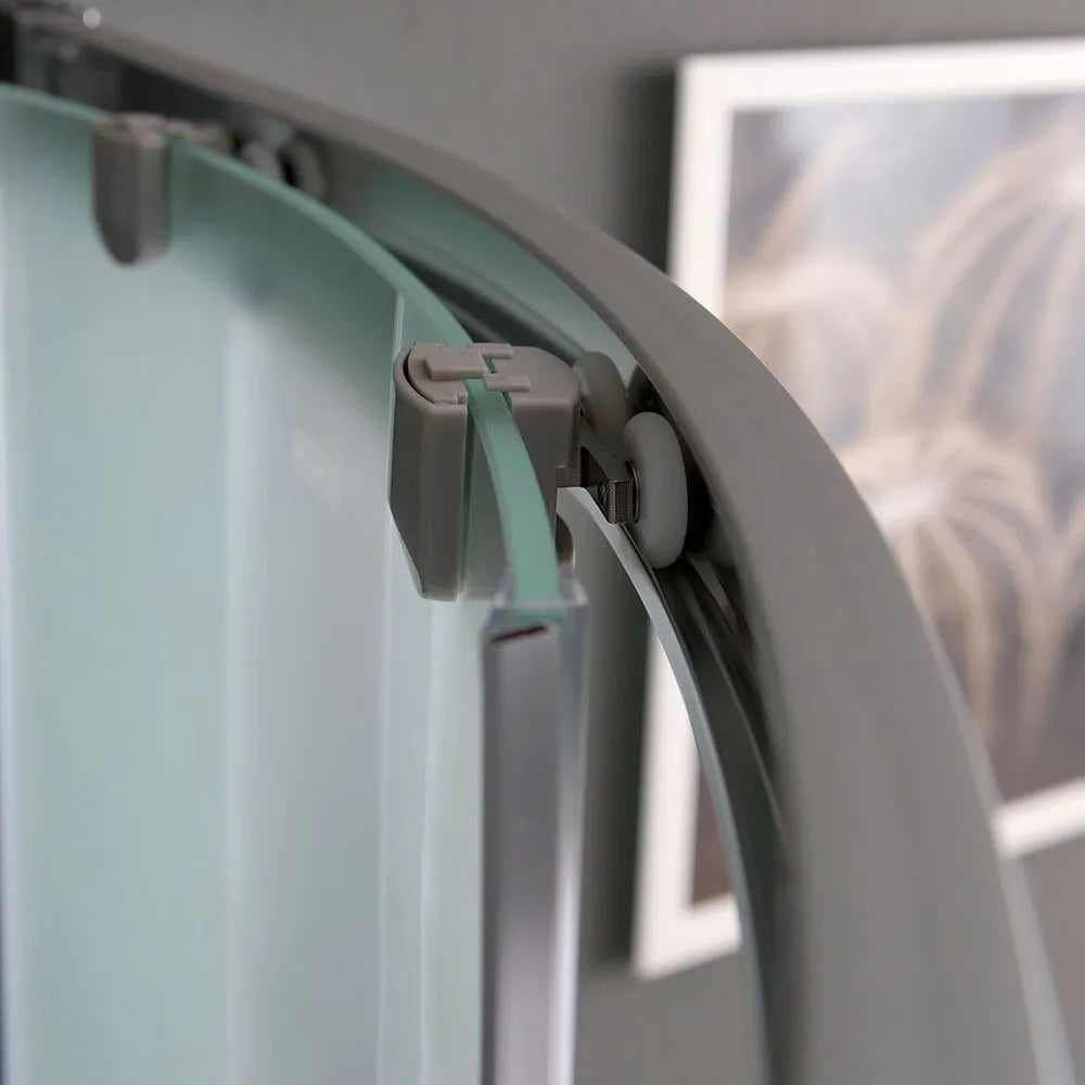 Box doccia angolare scorrevole semicircolare "Genova" in vetro temperato satinato h 185 cm