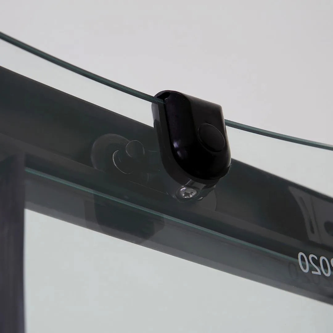 Box doccia bagno semicircolare "Cielo One" in cristallo serigrafato telaio nero opaco