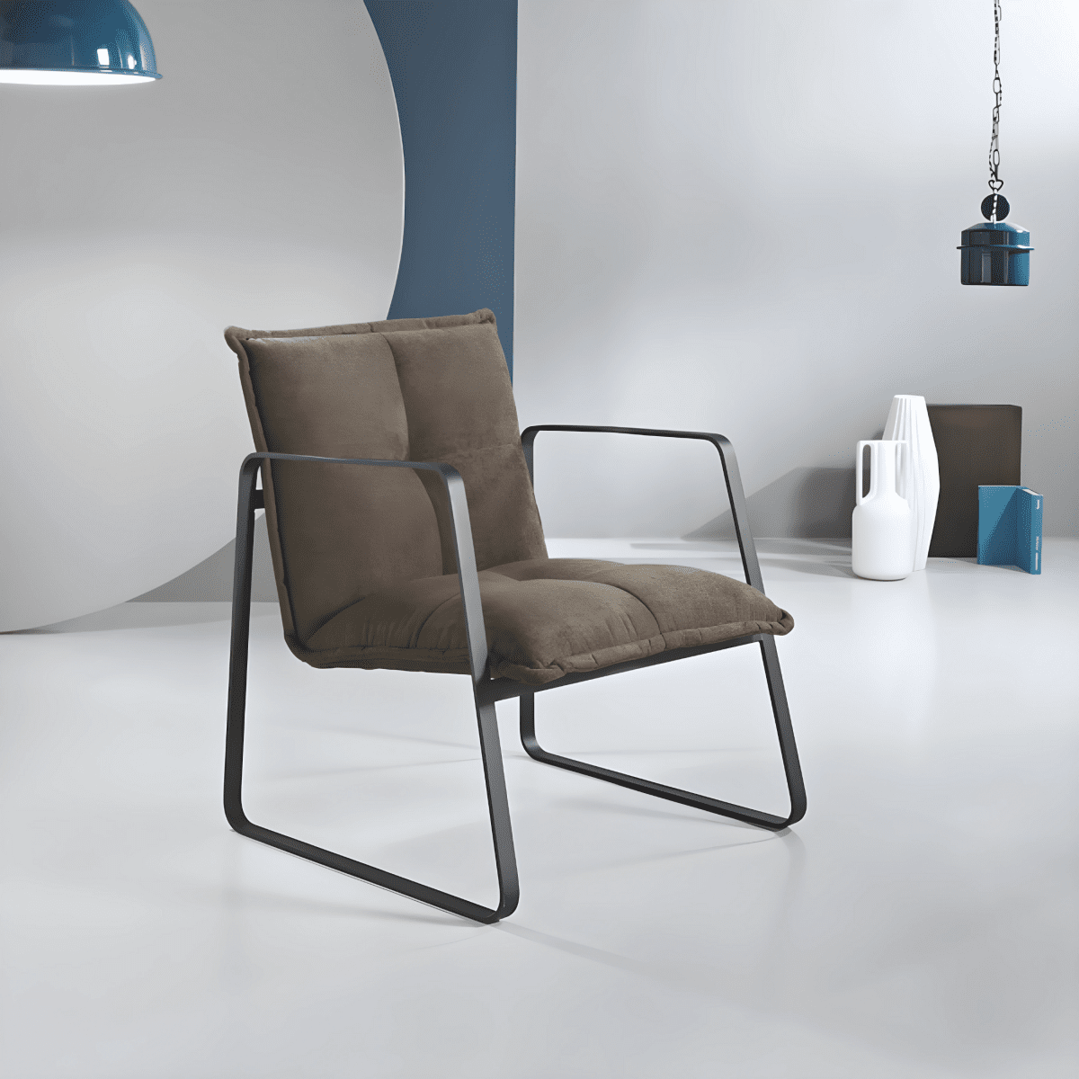 Poltrona in tessuto "Axel" moderna con struttura in metallo cm 68x65 78h - MondoViro