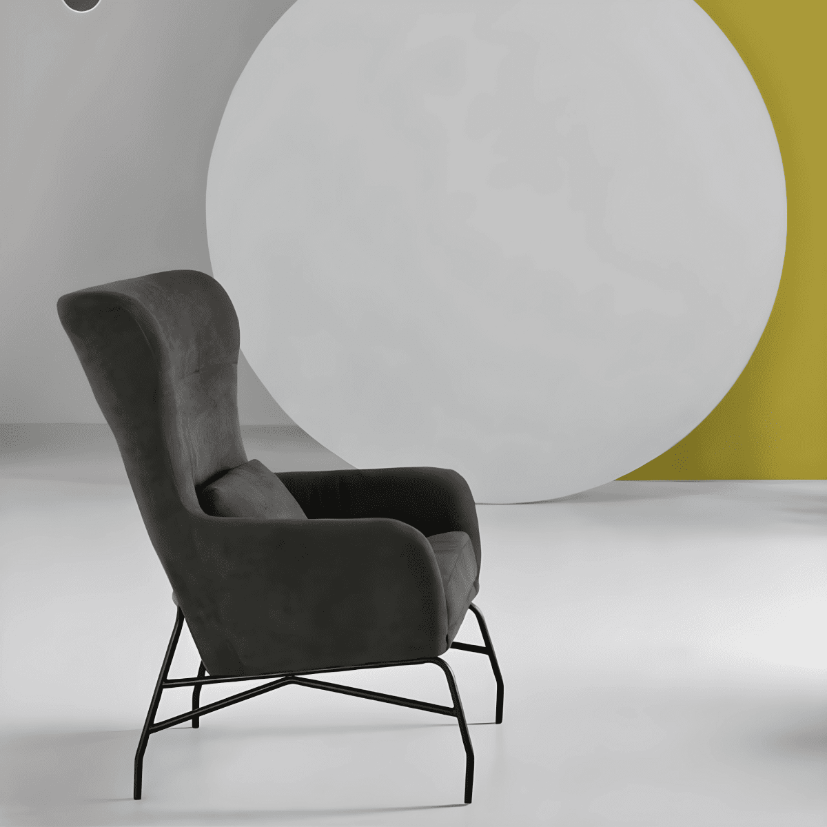 Poltrona in tessuto "Artemide" con gambe in metallo verniciato cm 75x65 100h - MondoViro