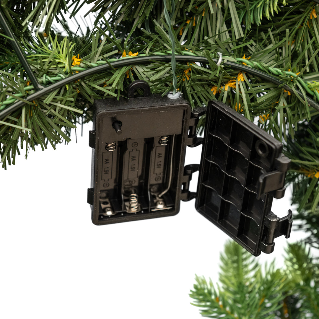 Corona ghirlanda "Madame" con microled retro porta natalizio in PE effetto real touch