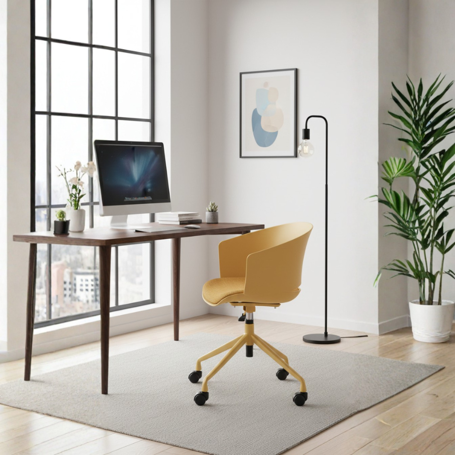 Sedia girevole "Elite" con seduta in polipropilene ed imbottitura in tessuto cm 60x53 80/86h