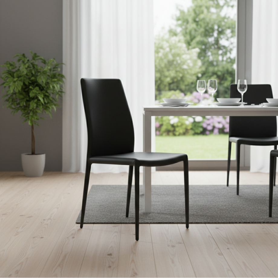 Set di sedie in similpelle "Impero" con struttura rivestita coordinata cm 53x43 90h